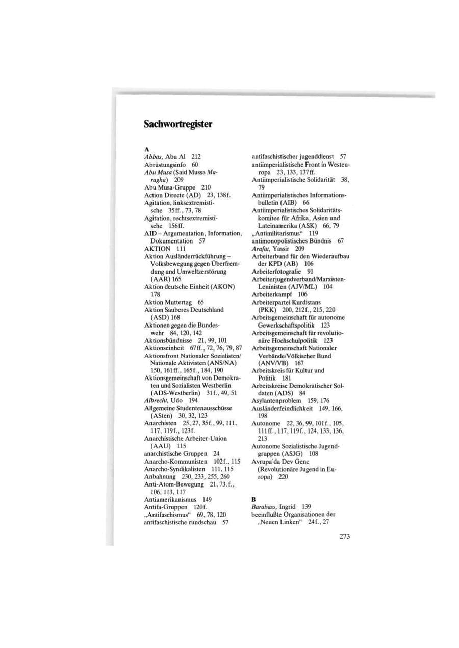 Seite 273 des Verfassungsschutzbericht 1986 Bund