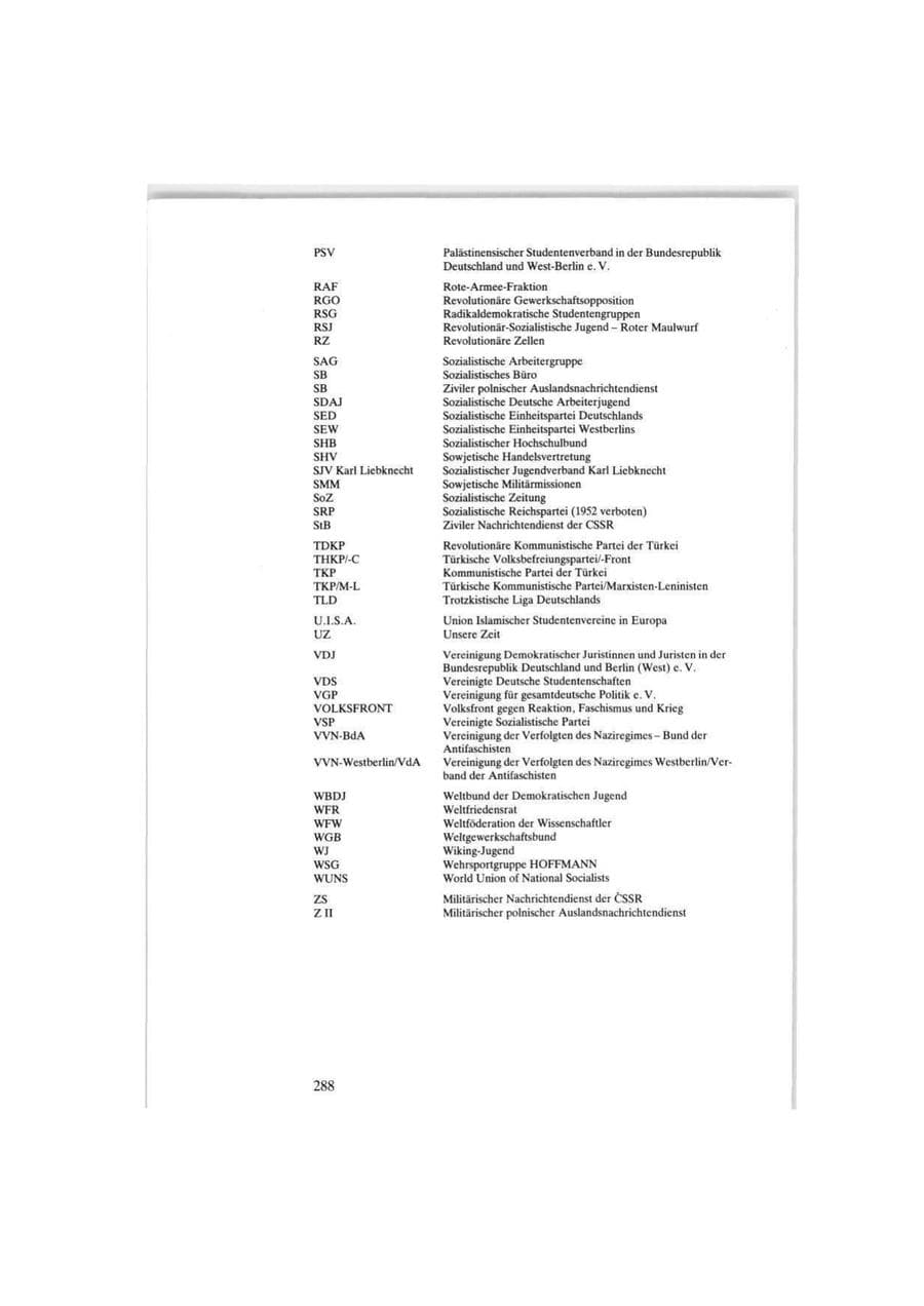 Seite 288 des Verfassungsschutzbericht 1986 Bund