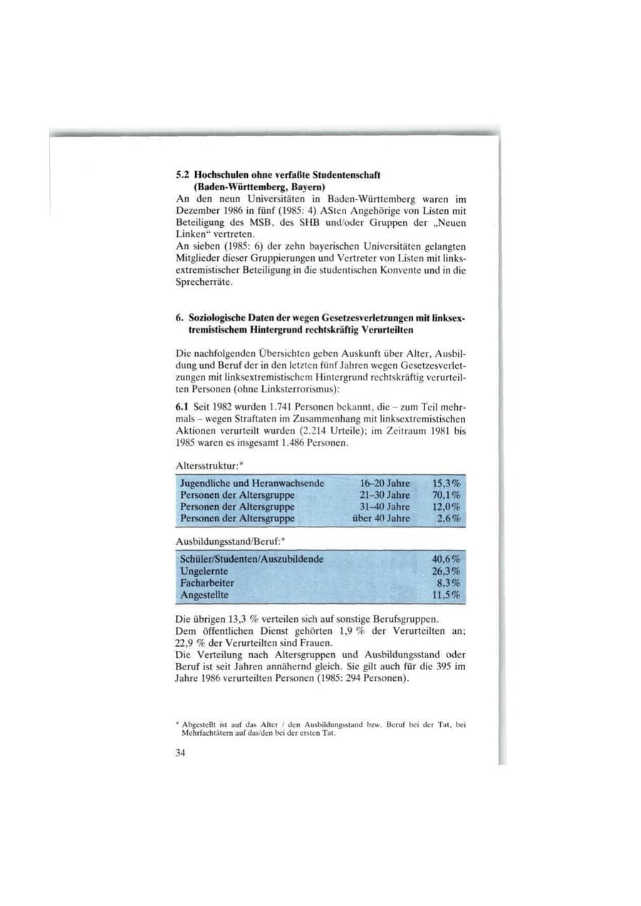 Seite 34 des Verfassungsschutzbericht 1986 Bund