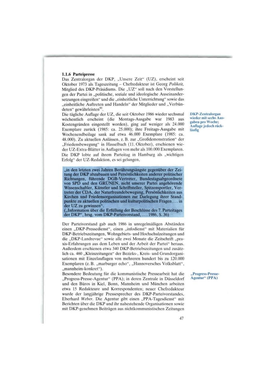 Seite 47 des Verfassungsschutzbericht 1986 Bund