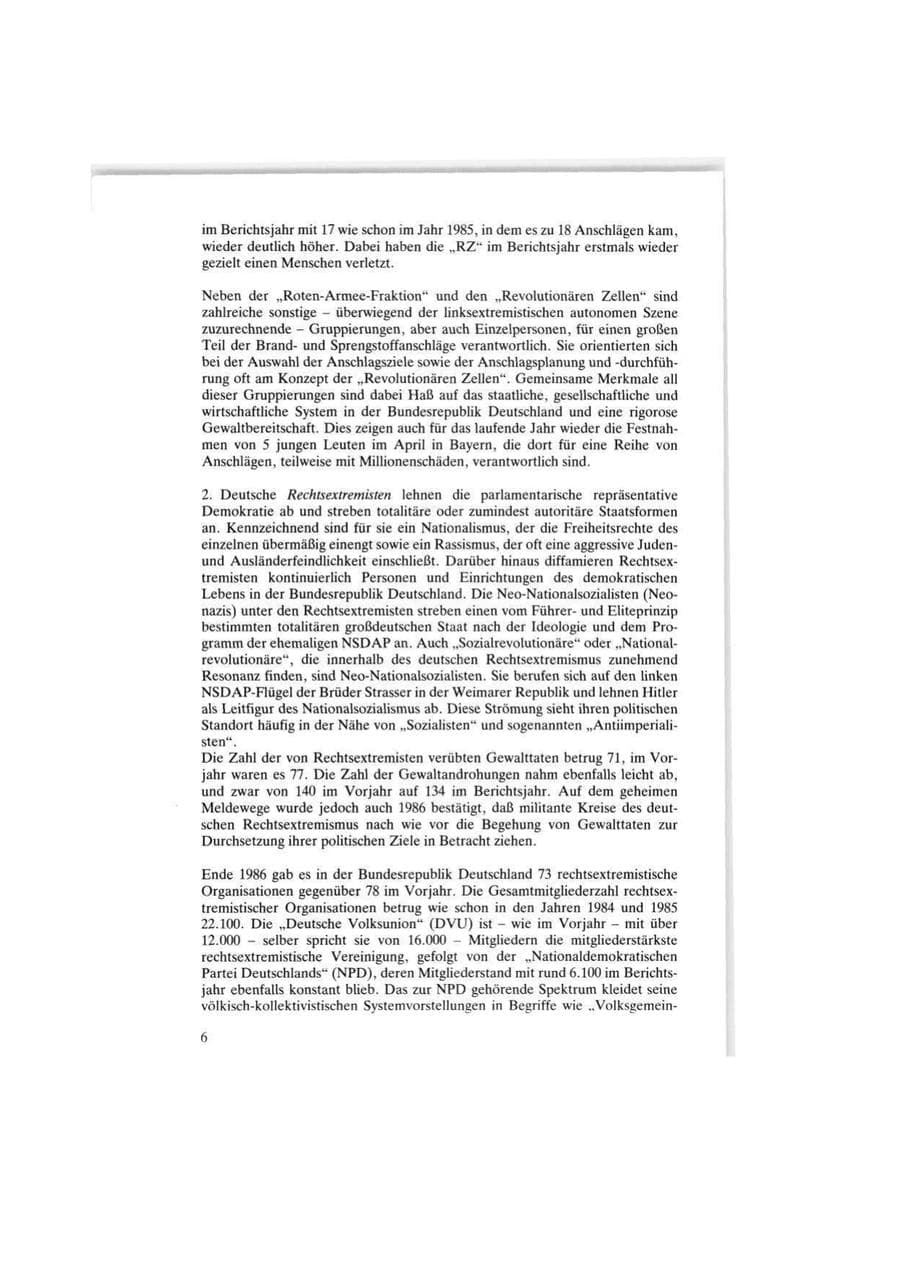 Seite 6 des Verfassungsschutzbericht 1986 Bund