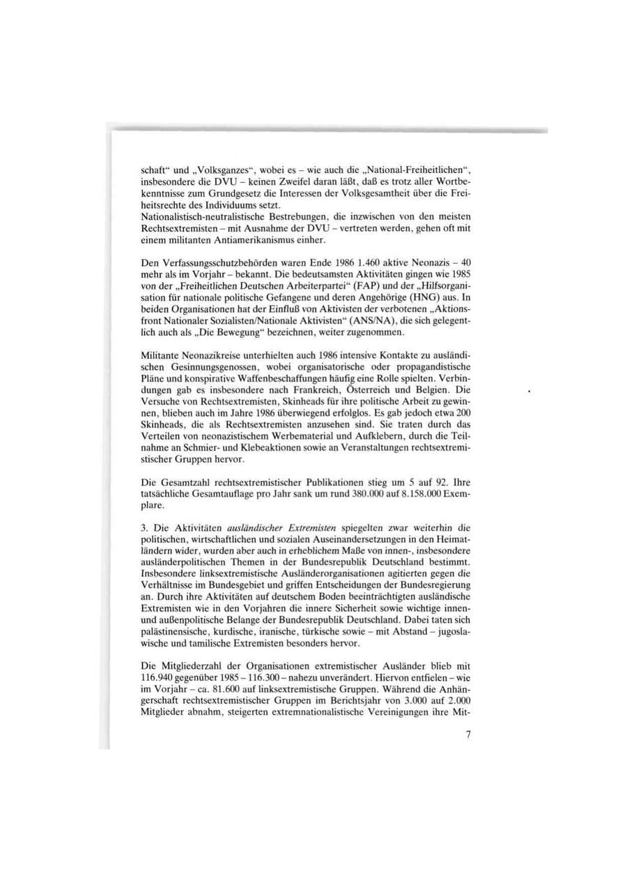 Seite 7 des Verfassungsschutzbericht 1986 Bund