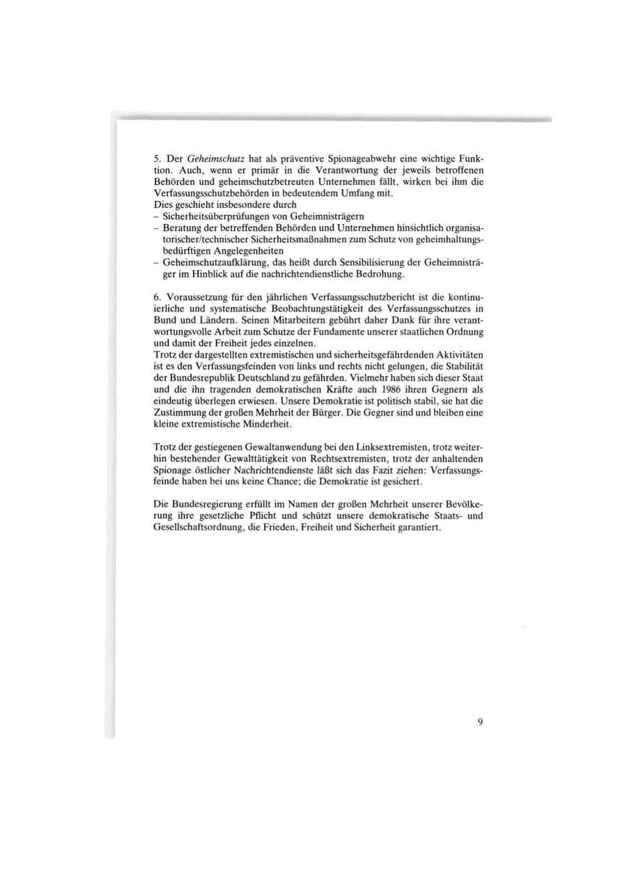 Seite 9 des Verfassungsschutzbericht 1986 Bund