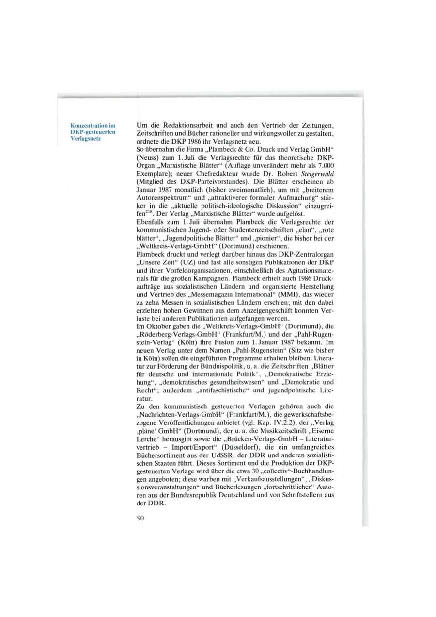 Seite 90 des Verfassungsschutzbericht 1986 Bund