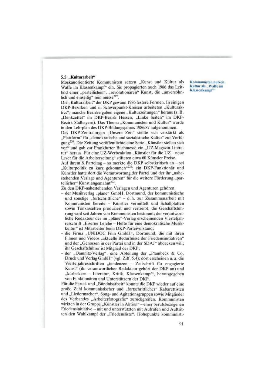 Seite 91 des Verfassungsschutzbericht 1986 Bund