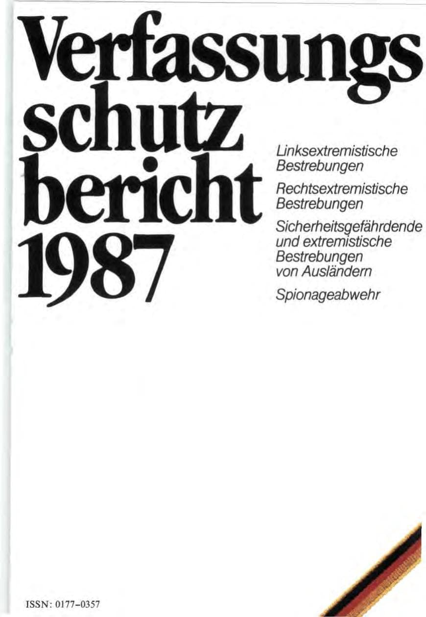 Seite 1 des Verfassungsschutzbericht 1987 Bund