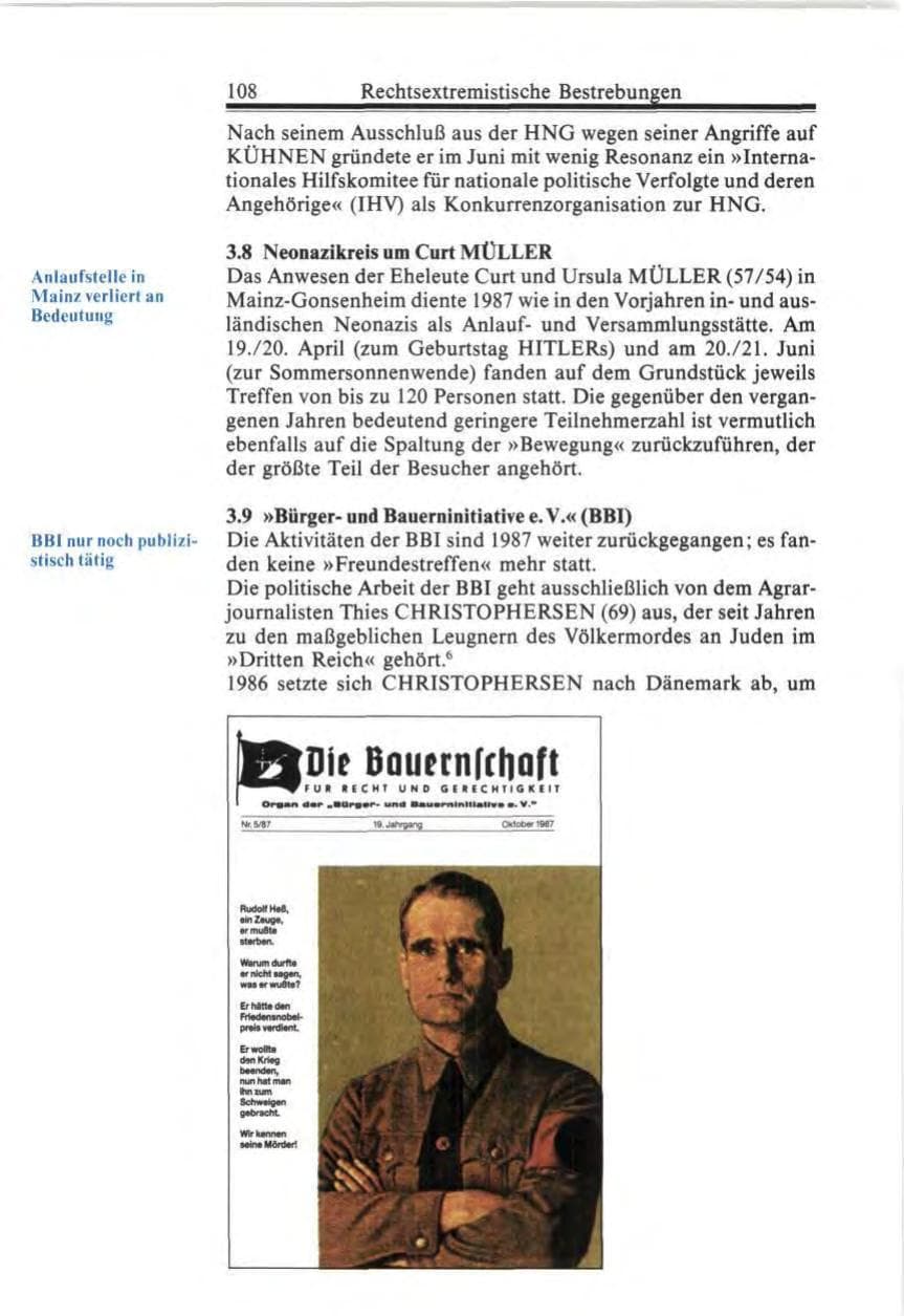 Seite 108 des Verfassungsschutzbericht 1987 Bund