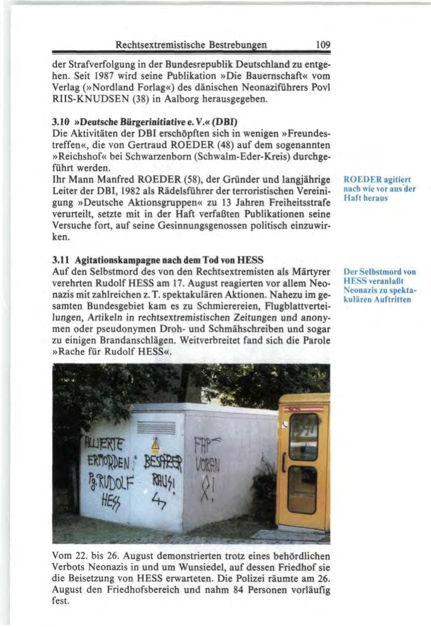 Seite 109 des Verfassungsschutzbericht 1987 Bund