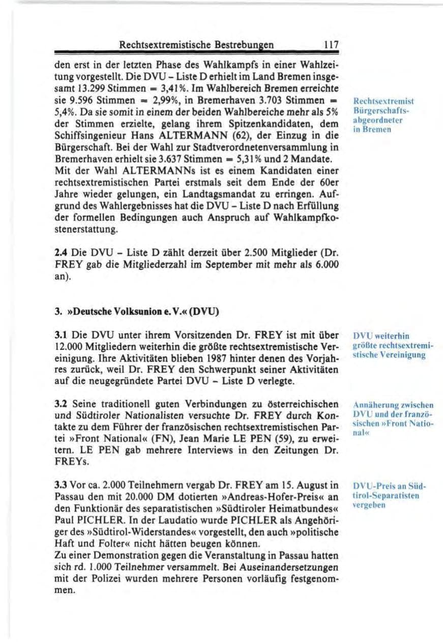 Seite 117 des Verfassungsschutzbericht 1987 Bund