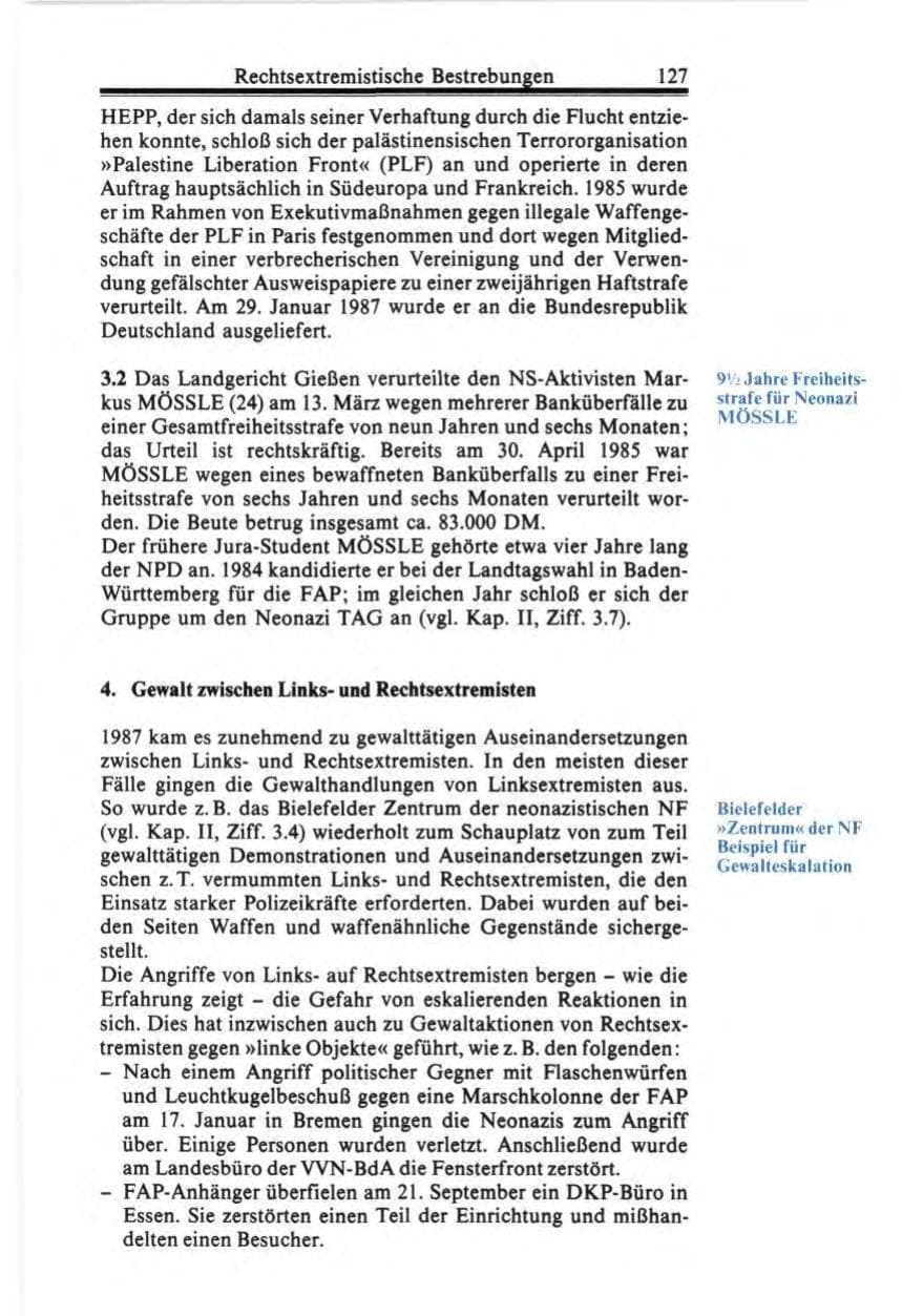 Seite 127 des Verfassungsschutzbericht 1987 Bund