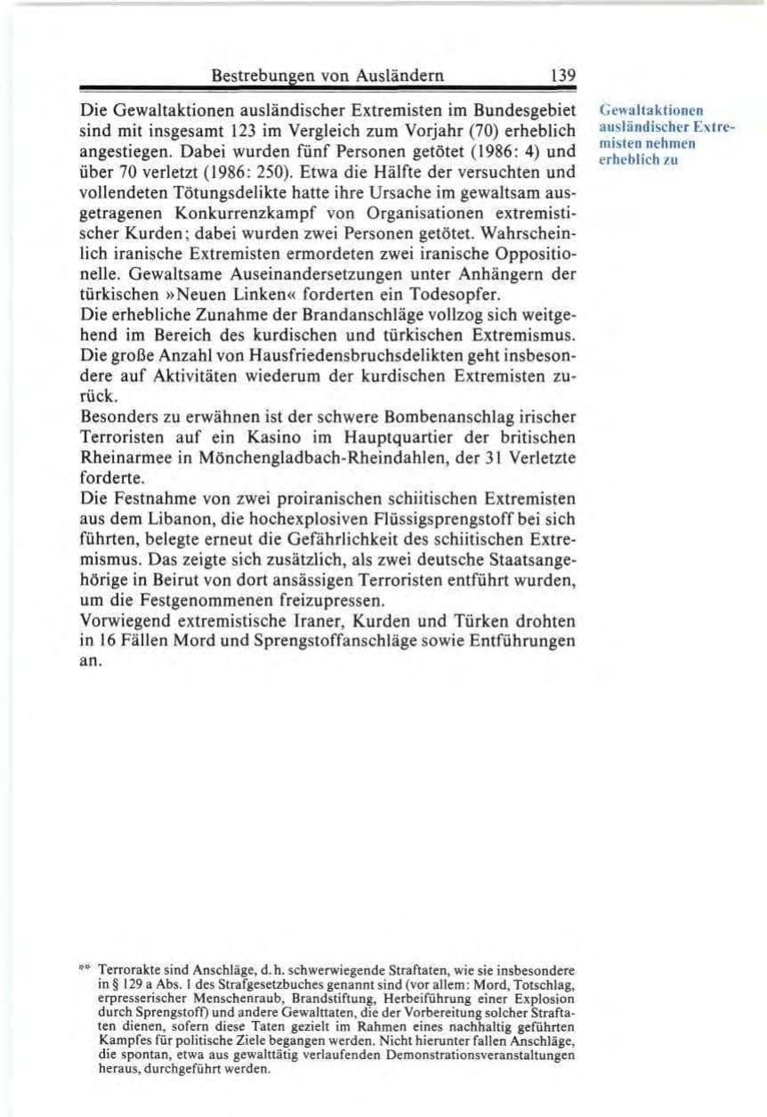 Seite 139 des Verfassungsschutzbericht 1987 Bund