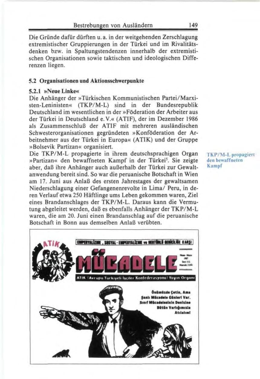 Seite 149 des Verfassungsschutzbericht 1987 Bund