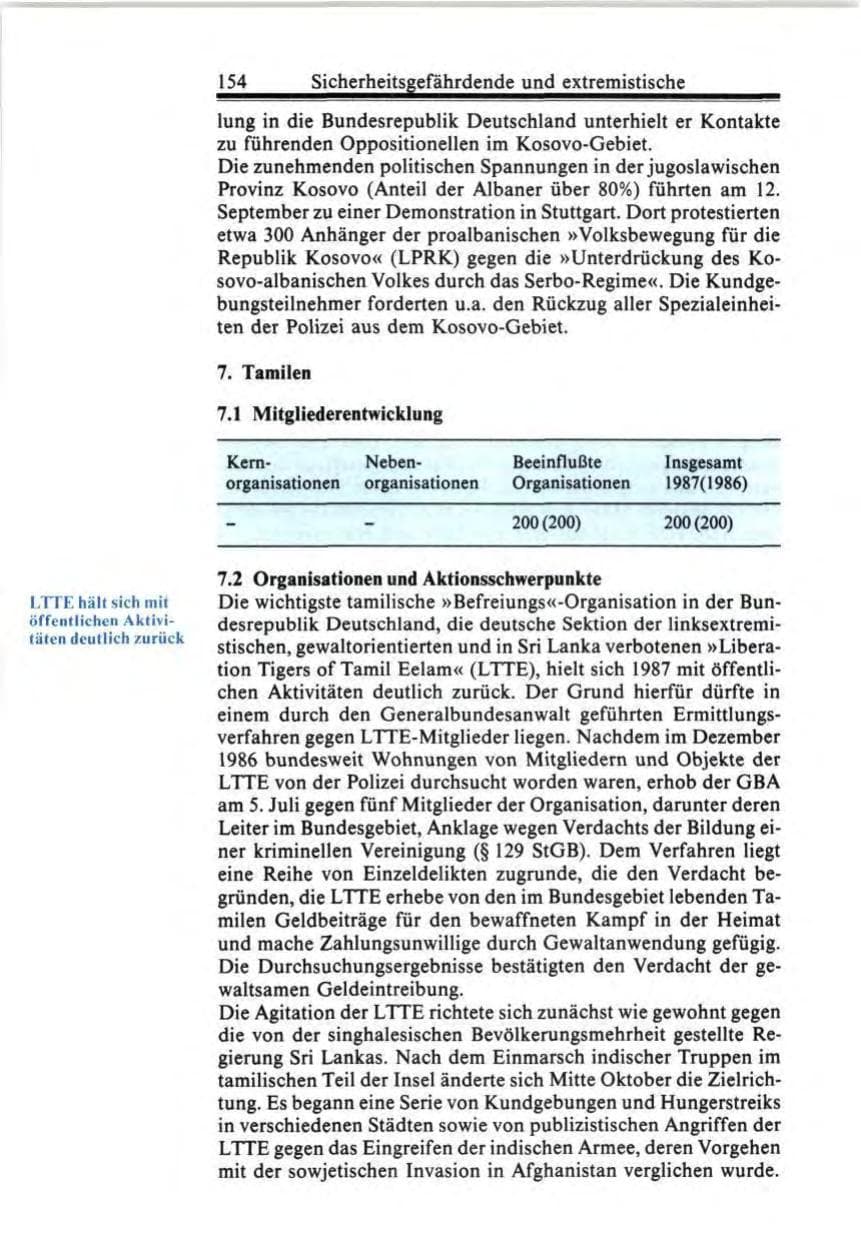 Seite 154 des Verfassungsschutzbericht 1987 Bund