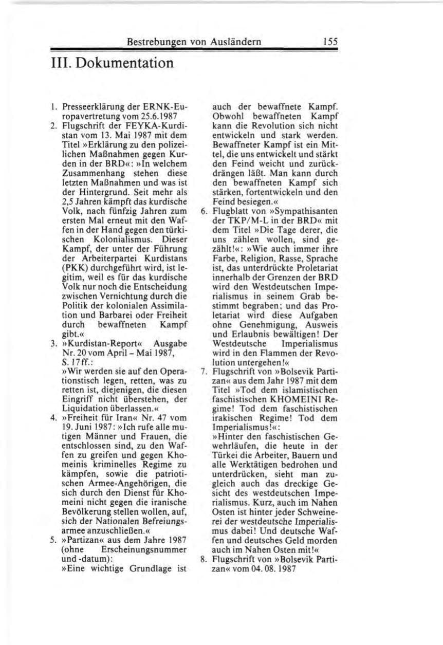 Seite 155 des Verfassungsschutzbericht 1987 Bund