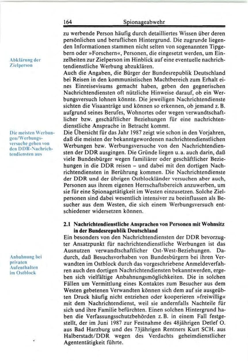 Seite 164 des Verfassungsschutzbericht 1987 Bund