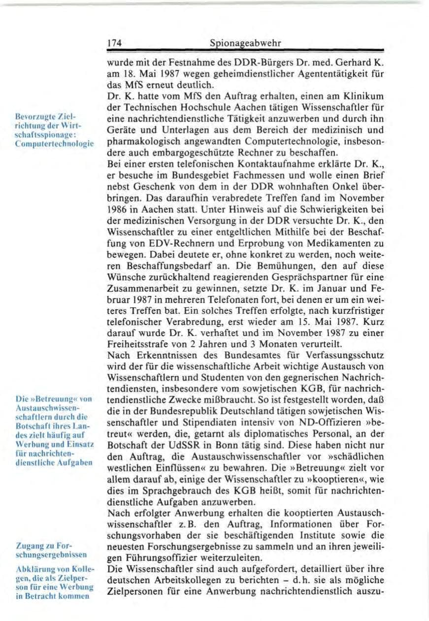 Seite 174 des Verfassungsschutzbericht 1987 Bund