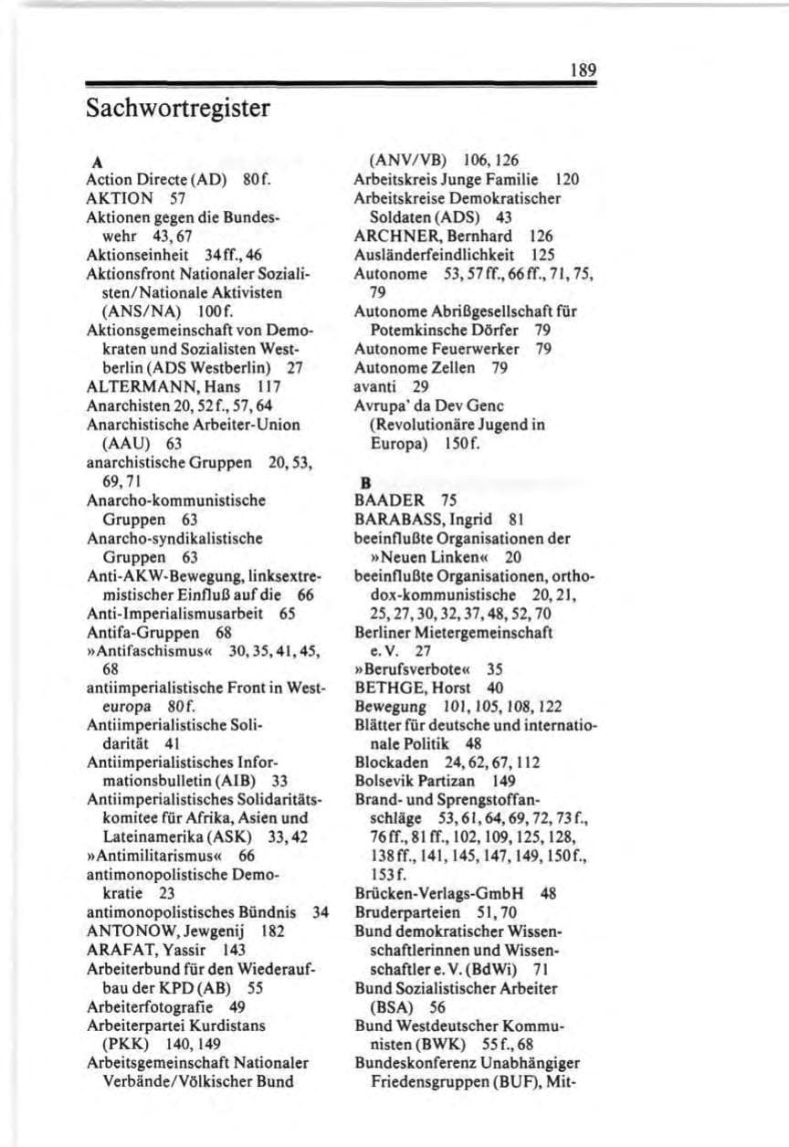 Seite 189 des Verfassungsschutzbericht 1987 Bund