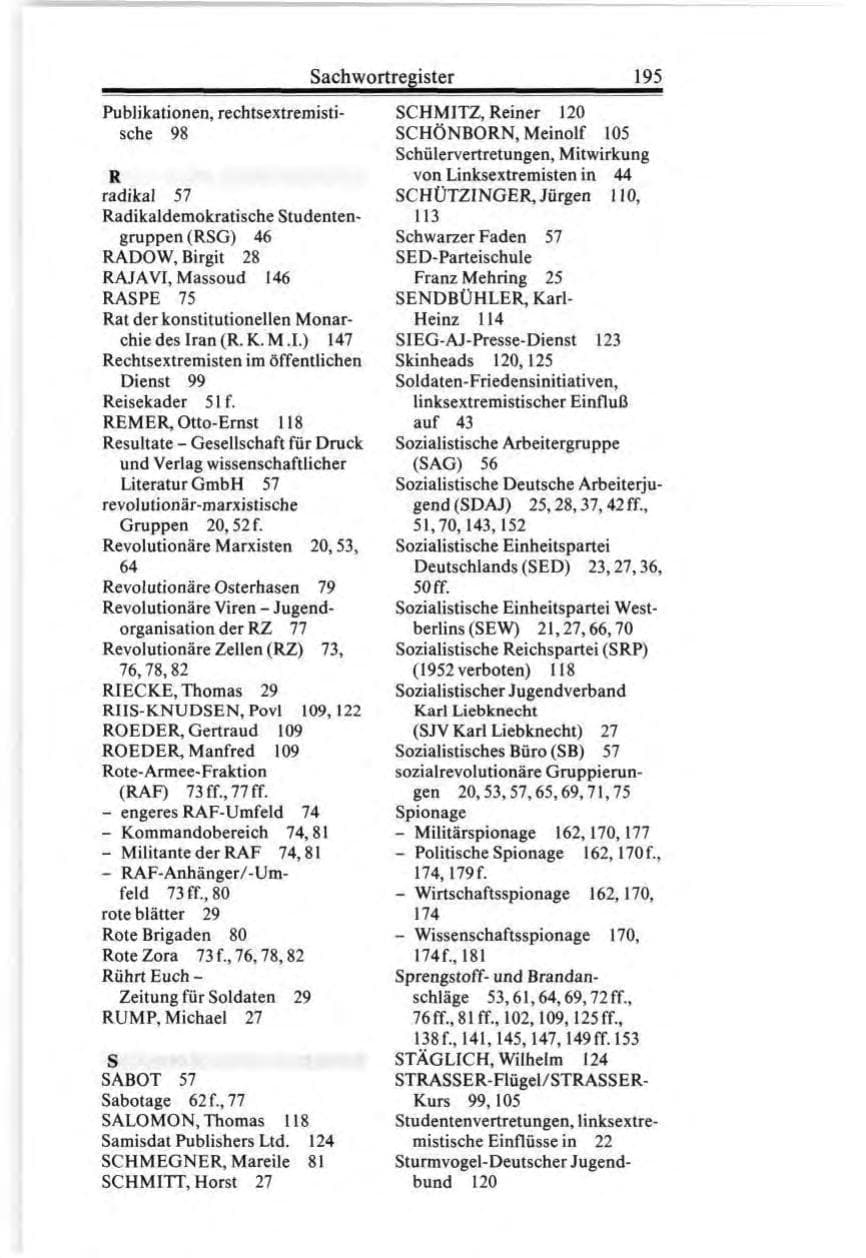 Seite 195 des Verfassungsschutzbericht 1987 Bund
