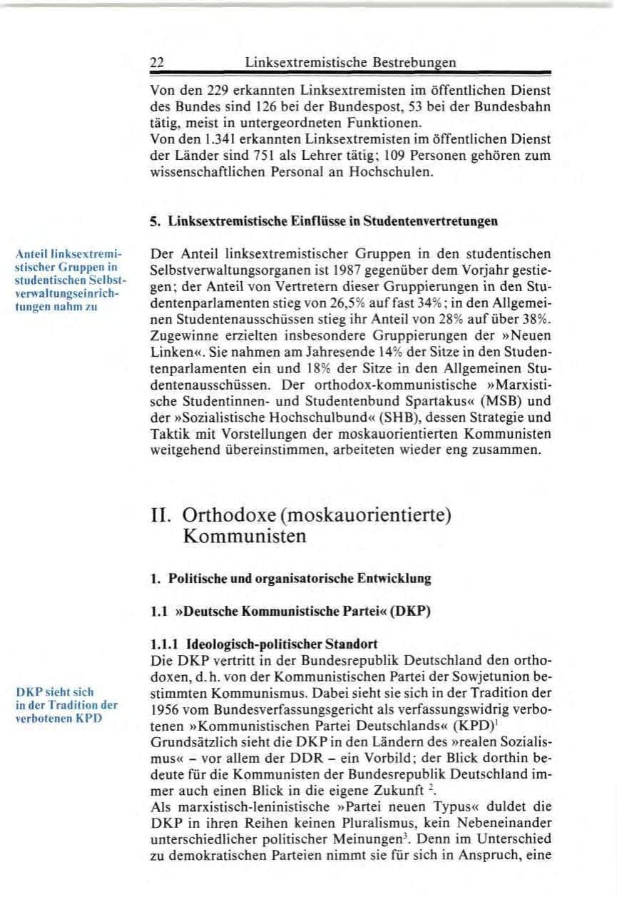 Seite 22 des Verfassungsschutzbericht 1987 Bund