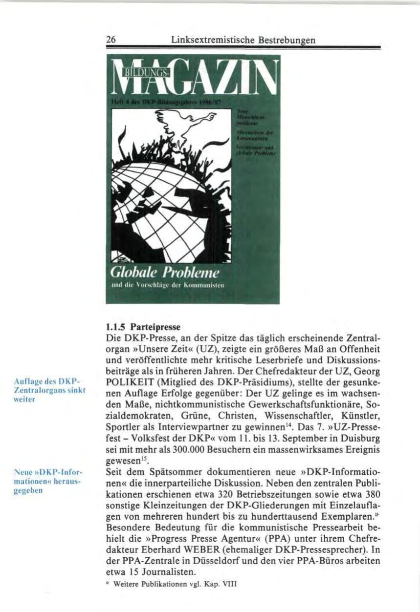 Seite 26 des Verfassungsschutzbericht 1987 Bund