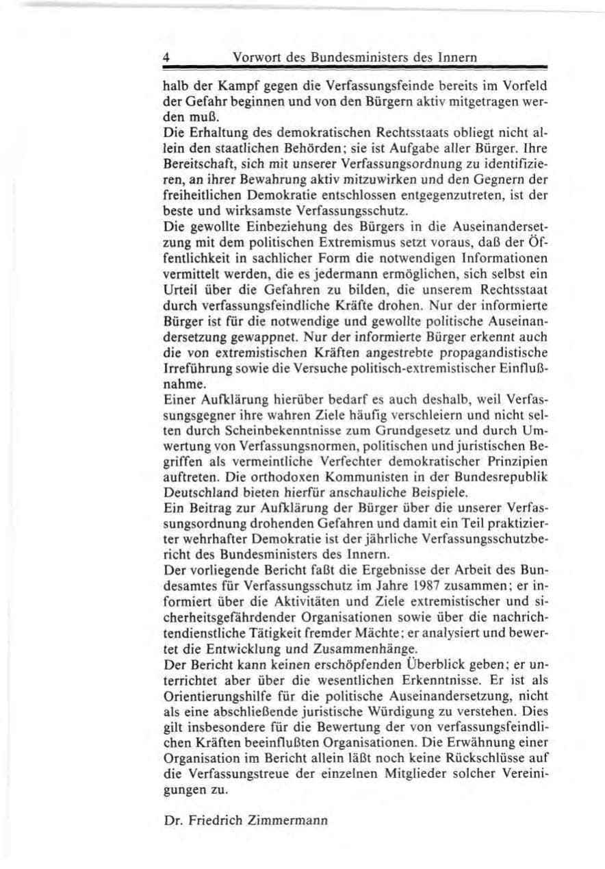Seite 4 des Verfassungsschutzbericht 1987 Bund