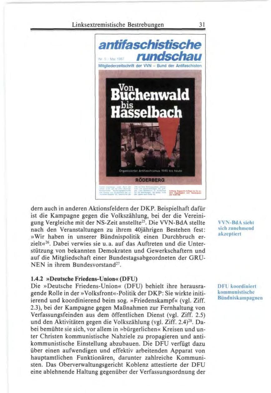 Seite 31 des Verfassungsschutzbericht 1987 Bund