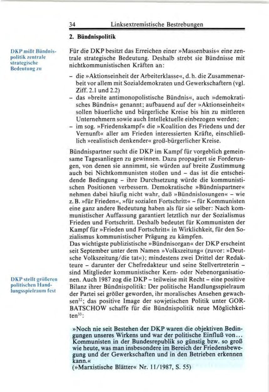 Seite 34 des Verfassungsschutzbericht 1987 Bund