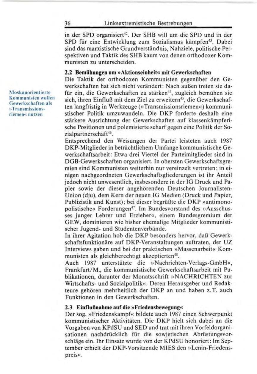 Seite 36 des Verfassungsschutzbericht 1987 Bund