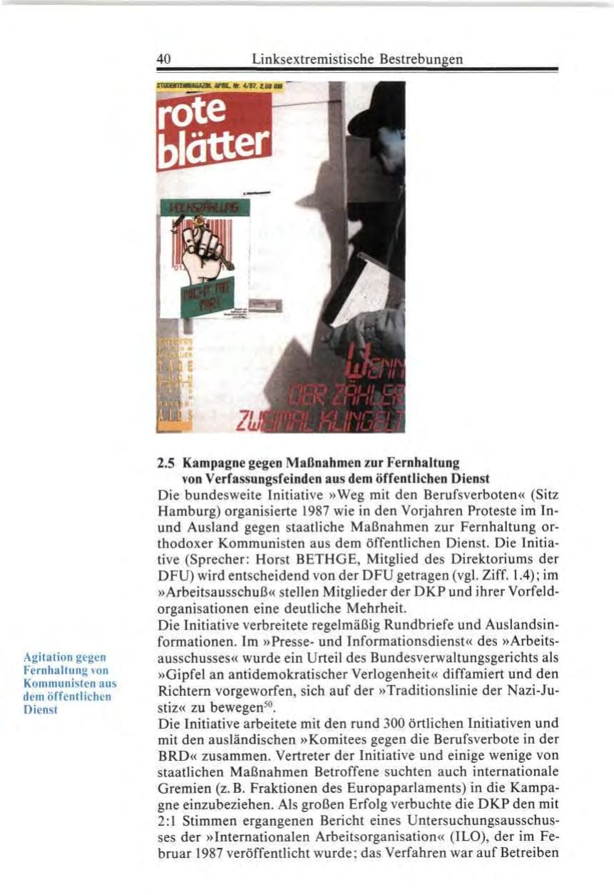 Seite 40 des Verfassungsschutzbericht 1987 Bund