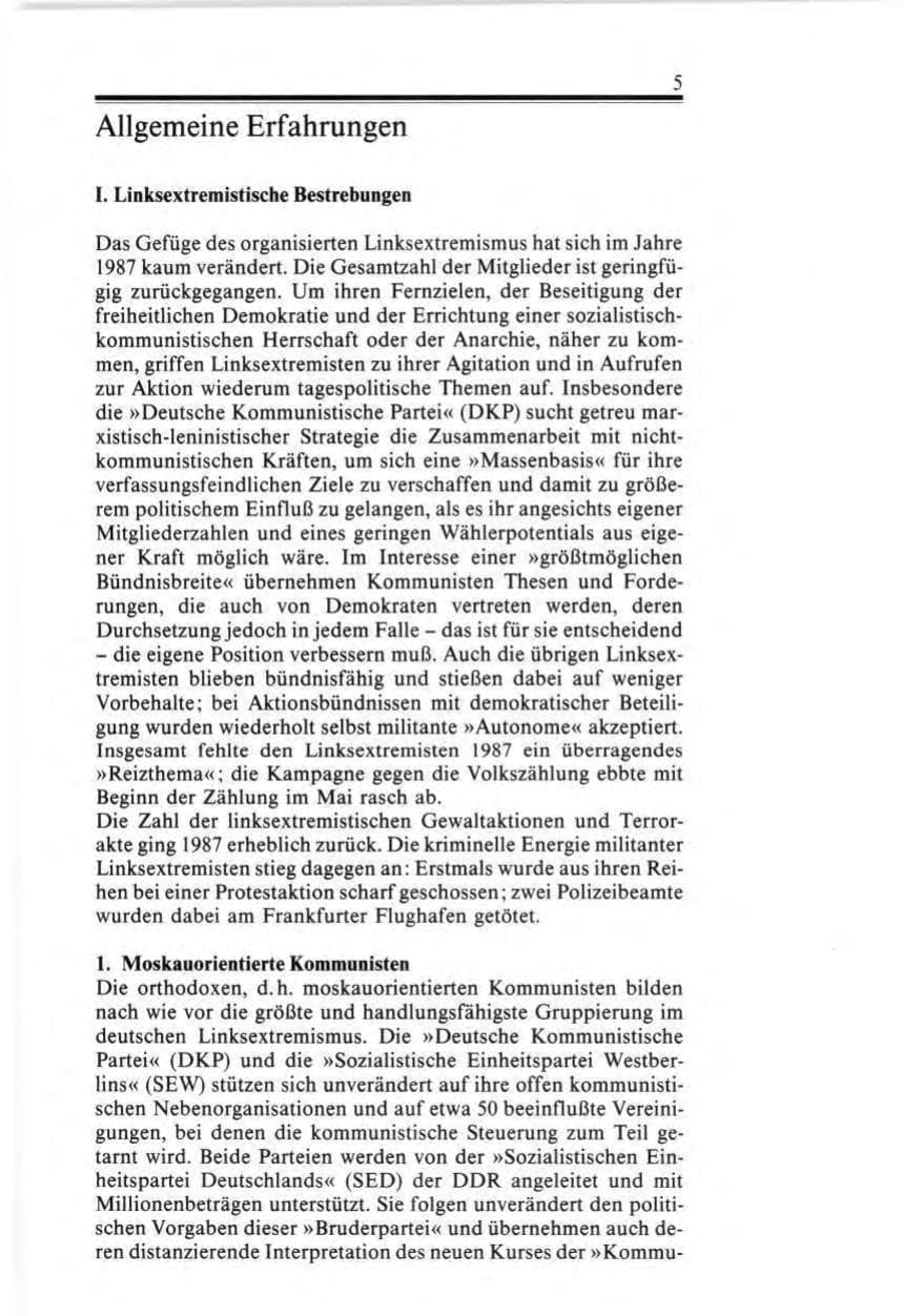 Seite 5 des Verfassungsschutzbericht 1987 Bund