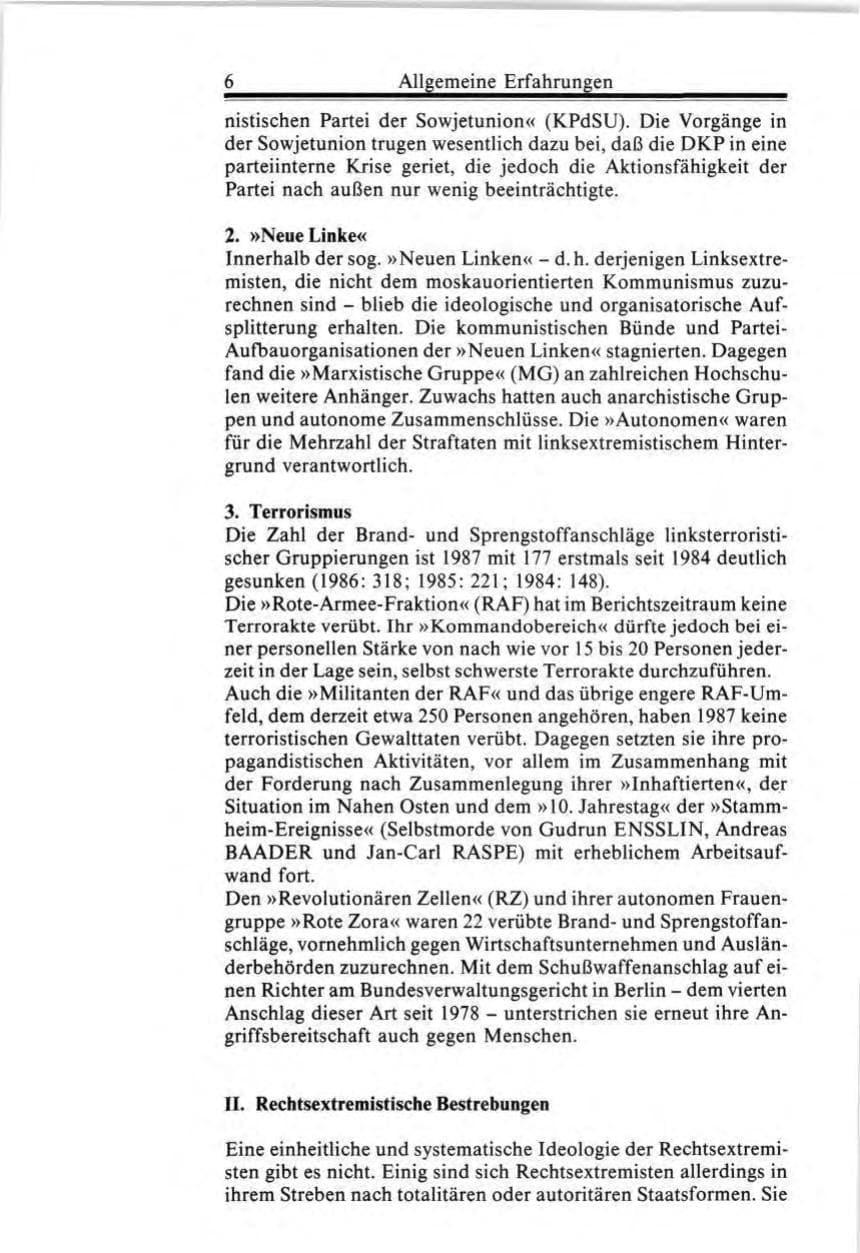 Seite 6 des Verfassungsschutzbericht 1987 Bund