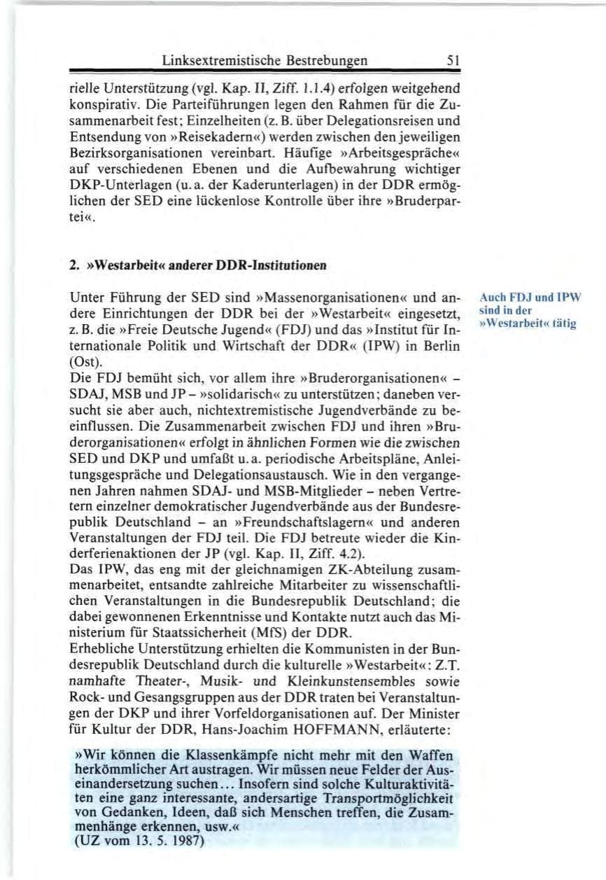 Seite 51 des Verfassungsschutzbericht 1987 Bund
