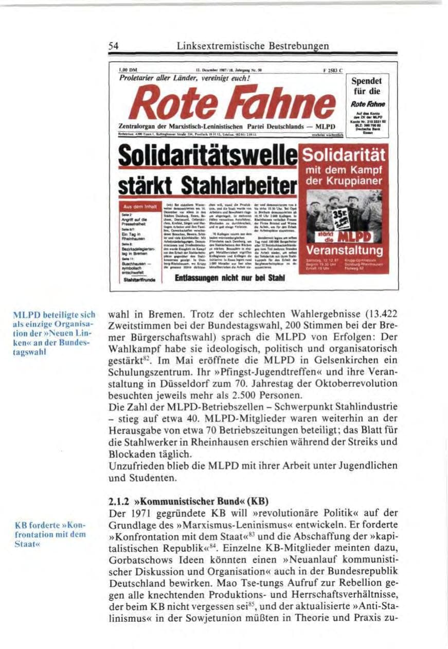 Seite 54 des Verfassungsschutzbericht 1987 Bund