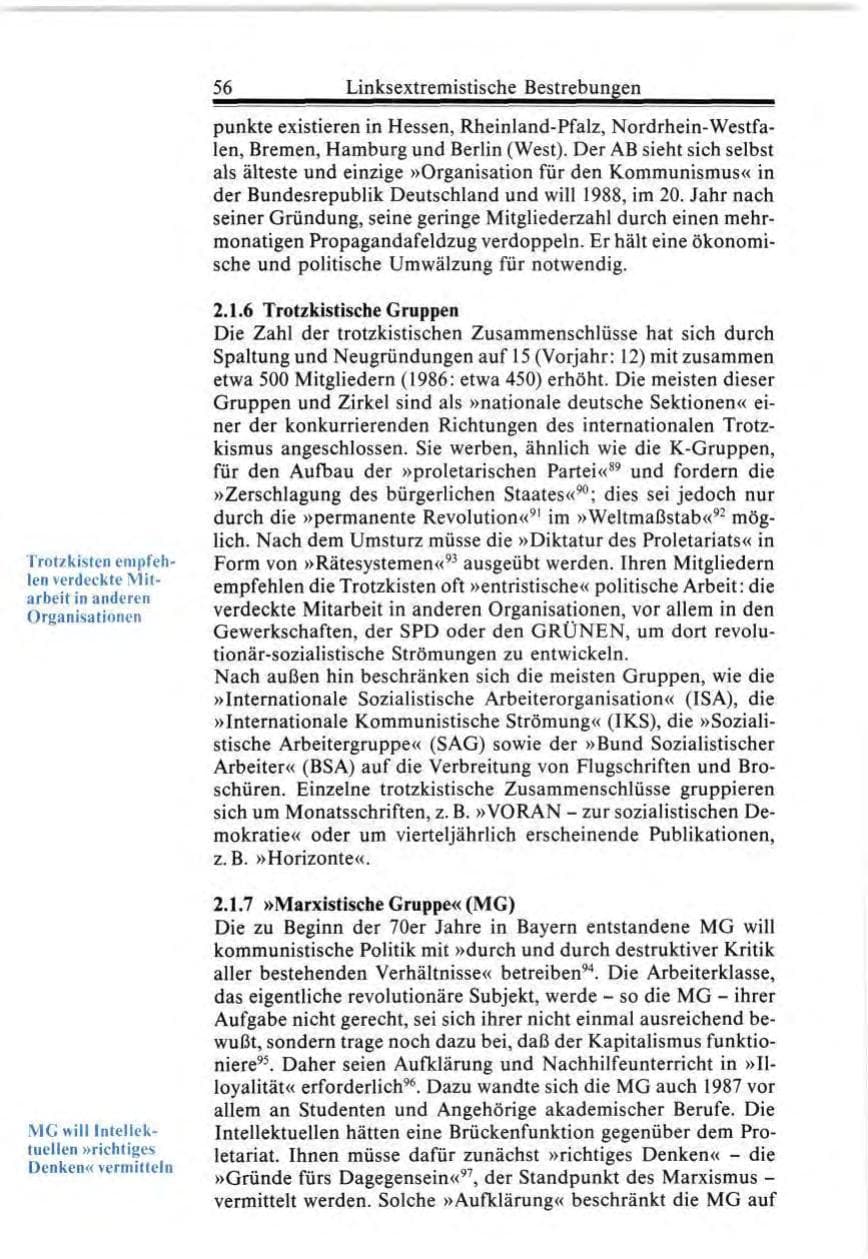 Seite 56 des Verfassungsschutzbericht 1987 Bund