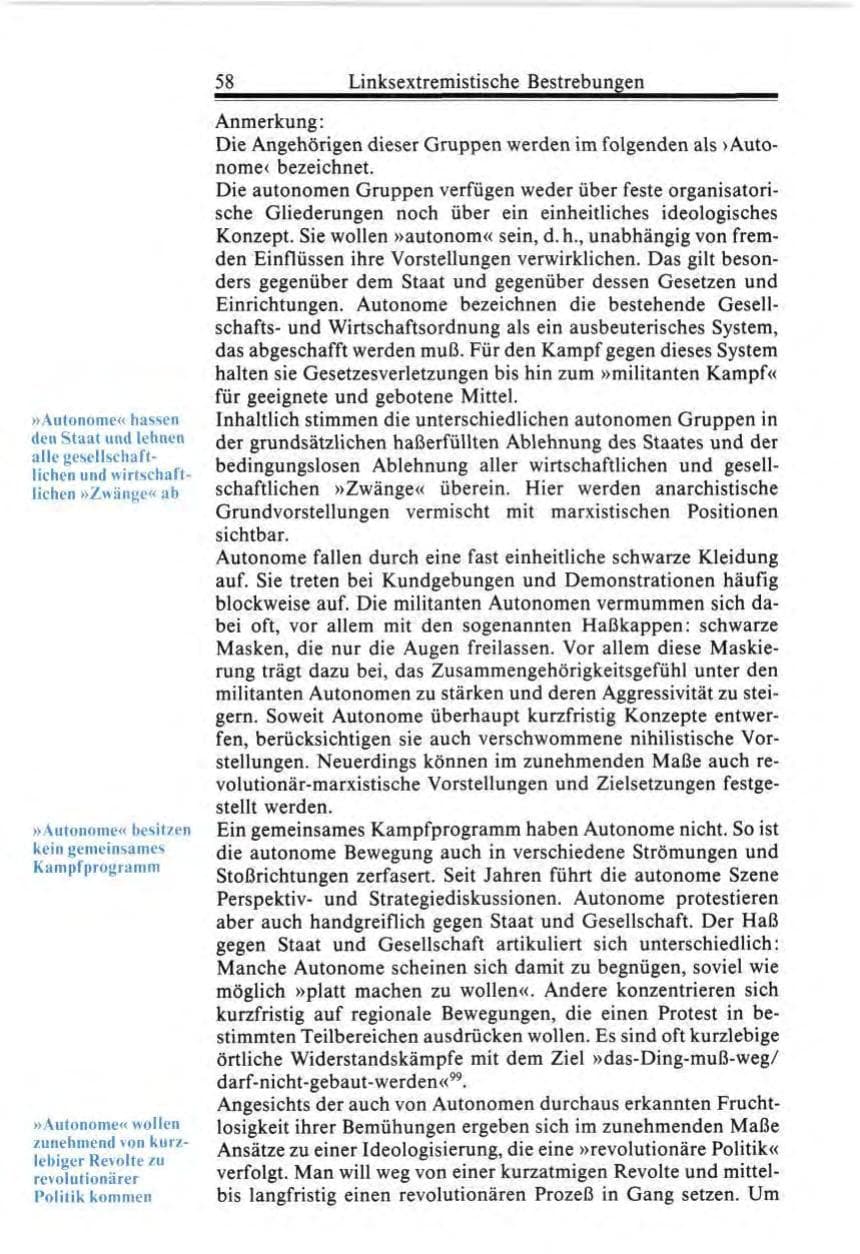 Seite 58 des Verfassungsschutzbericht 1987 Bund
