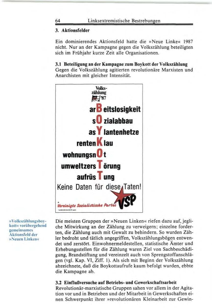 Seite 64 des Verfassungsschutzbericht 1987 Bund