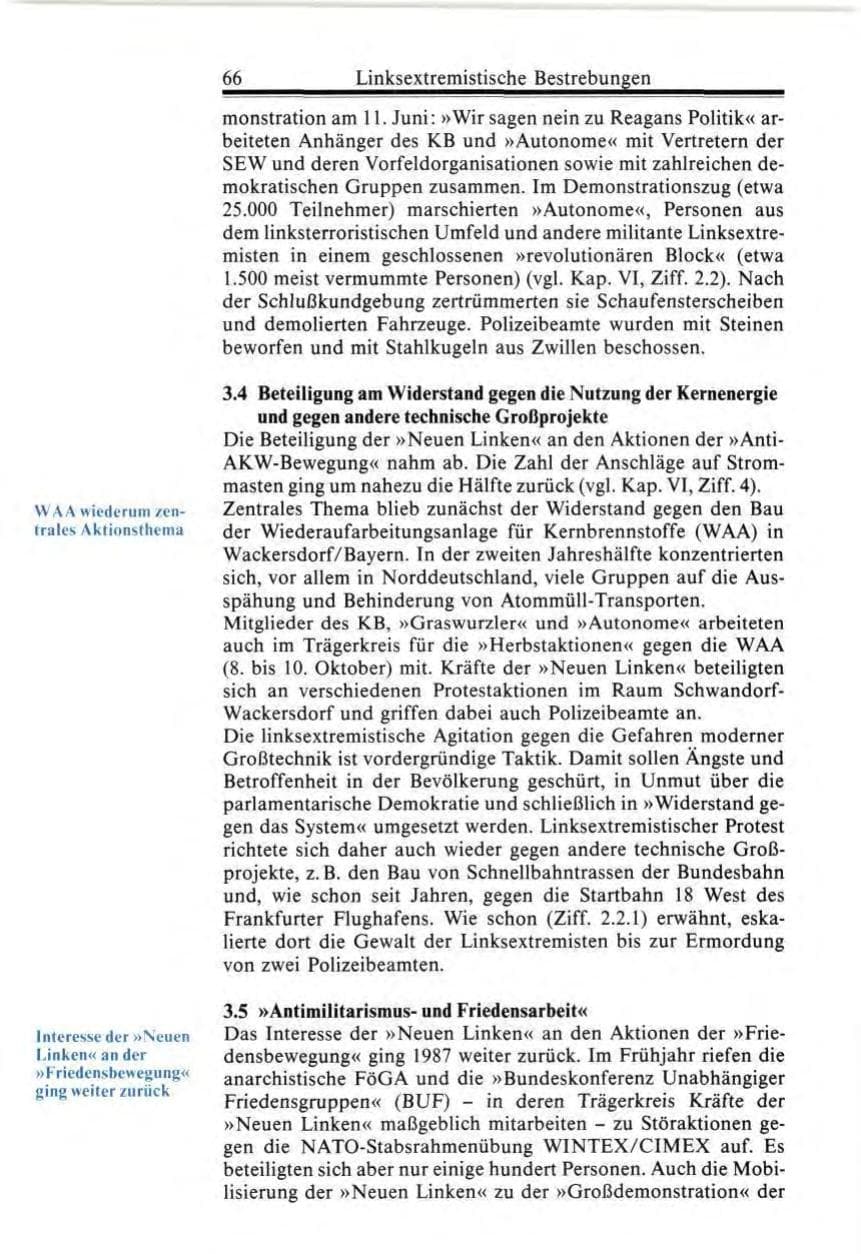 Seite 66 des Verfassungsschutzbericht 1987 Bund