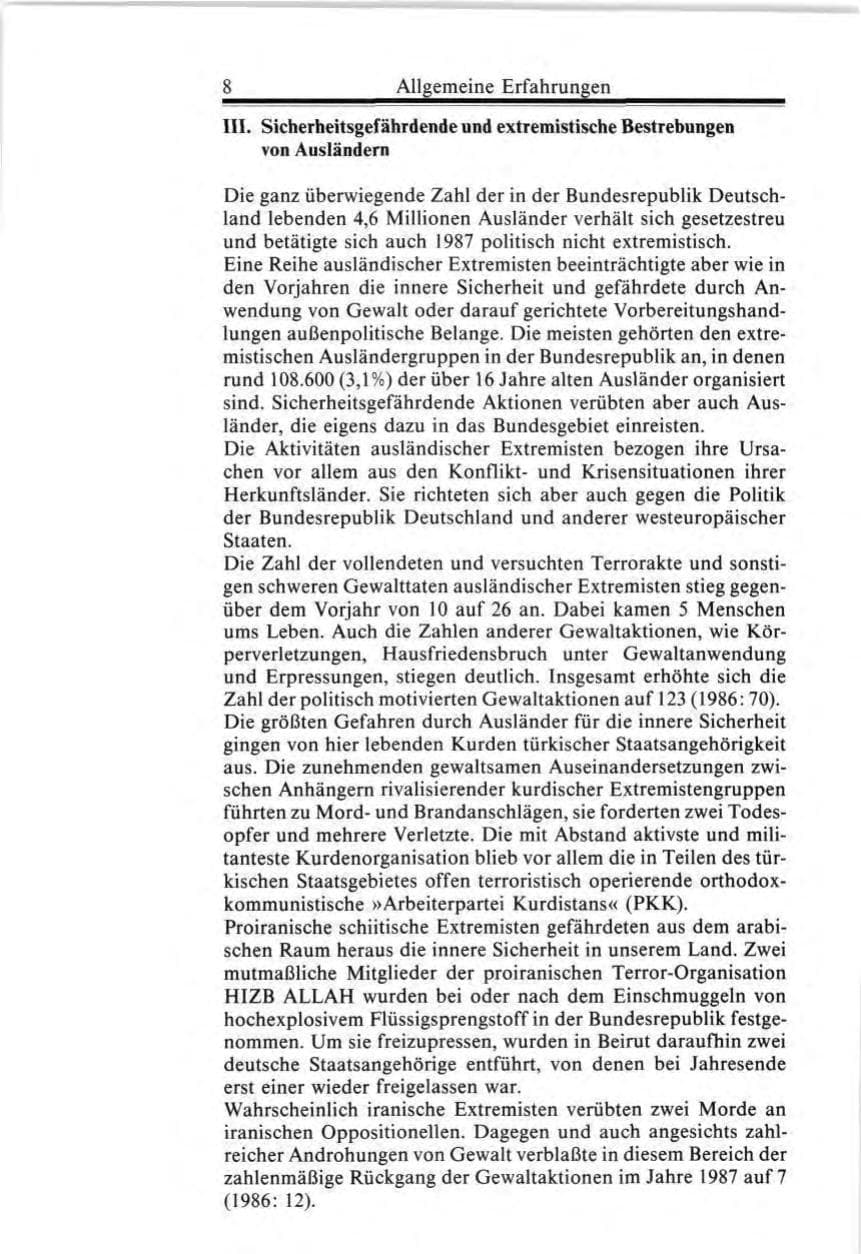Seite 8 des Verfassungsschutzbericht 1987 Bund