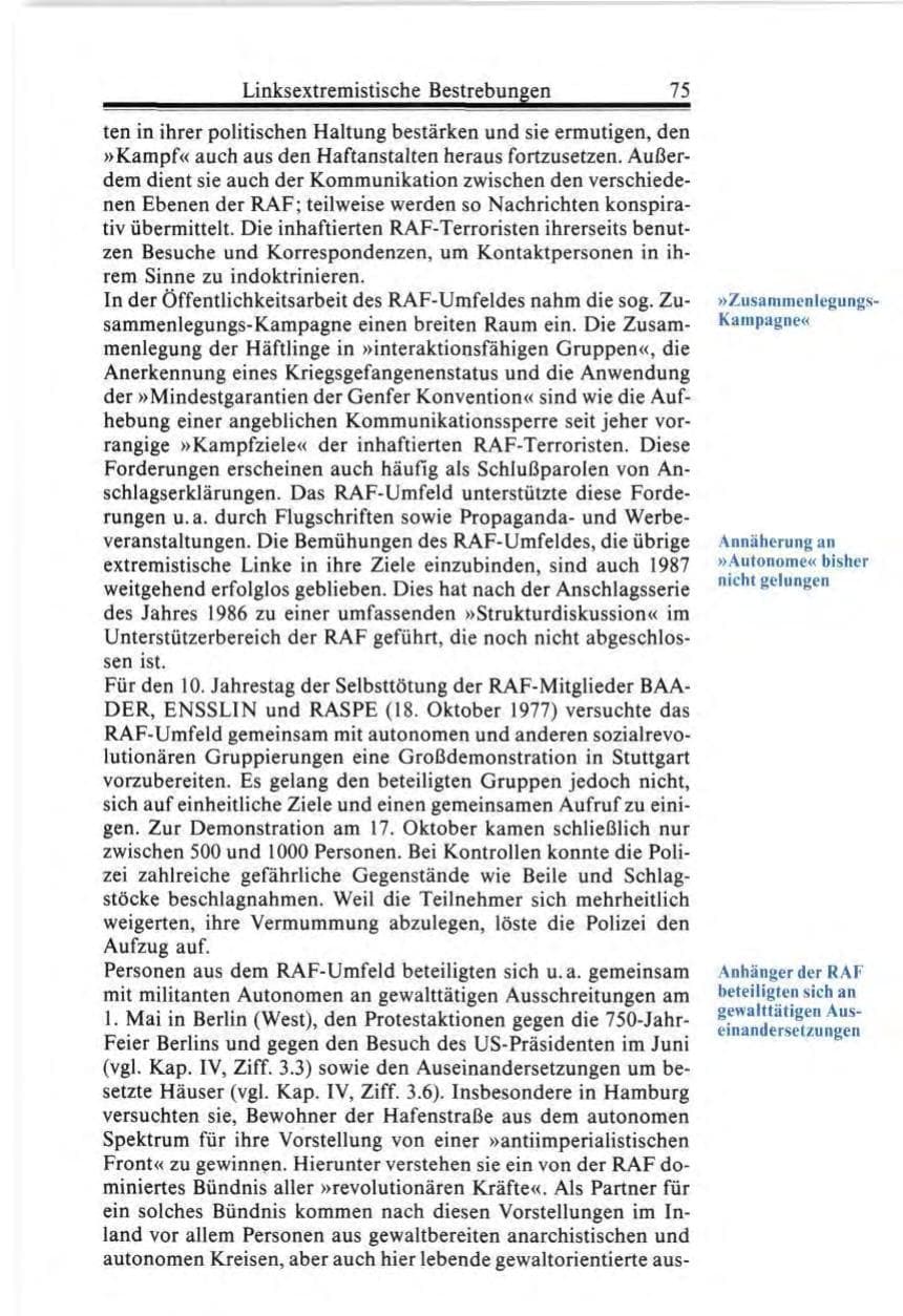 Seite 75 des Verfassungsschutzbericht 1987 Bund