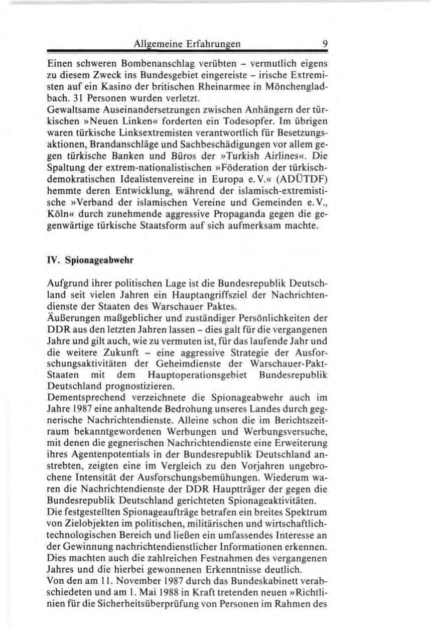 Seite 9 des Verfassungsschutzbericht 1987 Bund