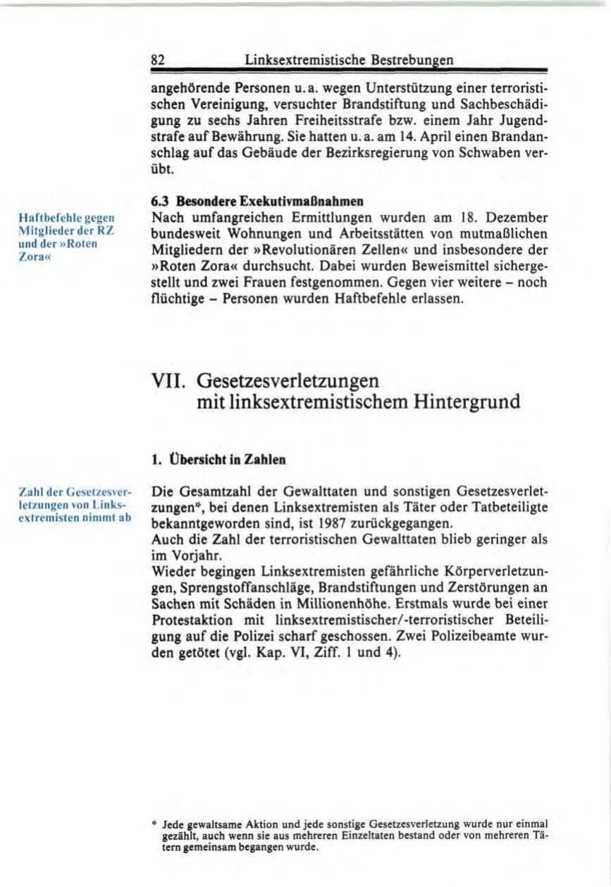 Seite 82 des Verfassungsschutzbericht 1987 Bund