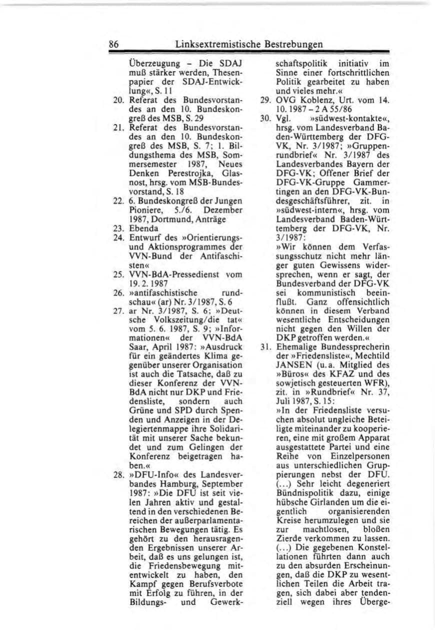 Seite 86 des Verfassungsschutzbericht 1987 Bund