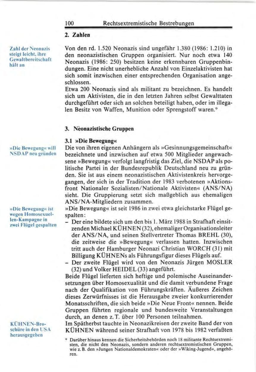 Seite 100 des Verfassungsschutzbericht 1987 Bund