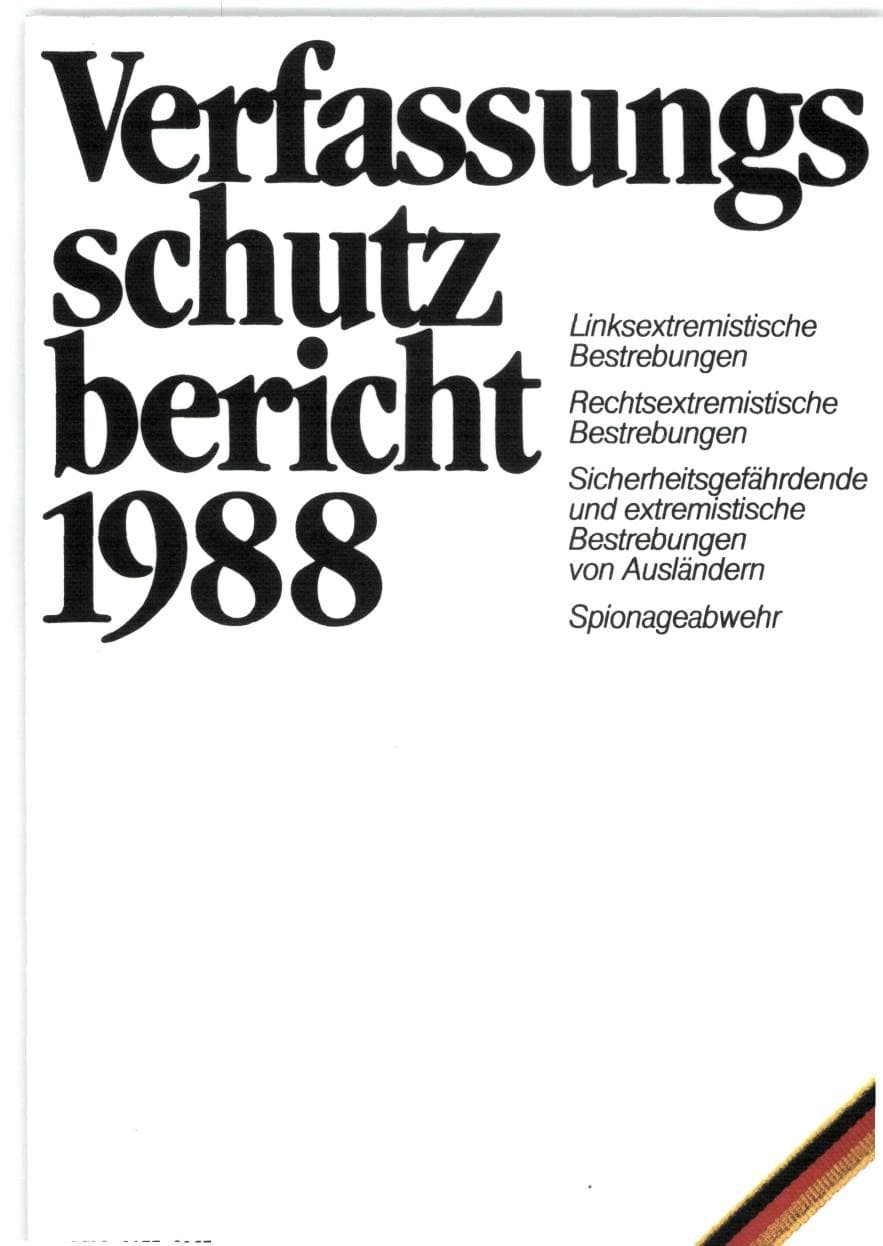 Seite 1 des Verfassungsschutzbericht 1988 Bund