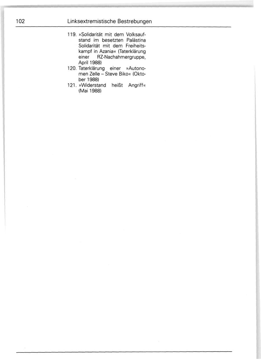 Seite 102 des Verfassungsschutzbericht 1988 Bund