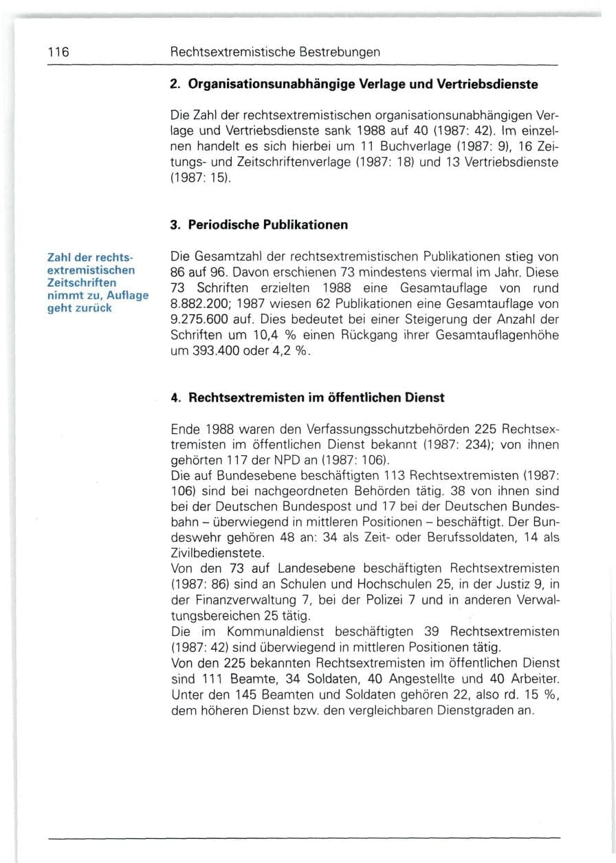 Seite 116 des Verfassungsschutzbericht 1988 Bund