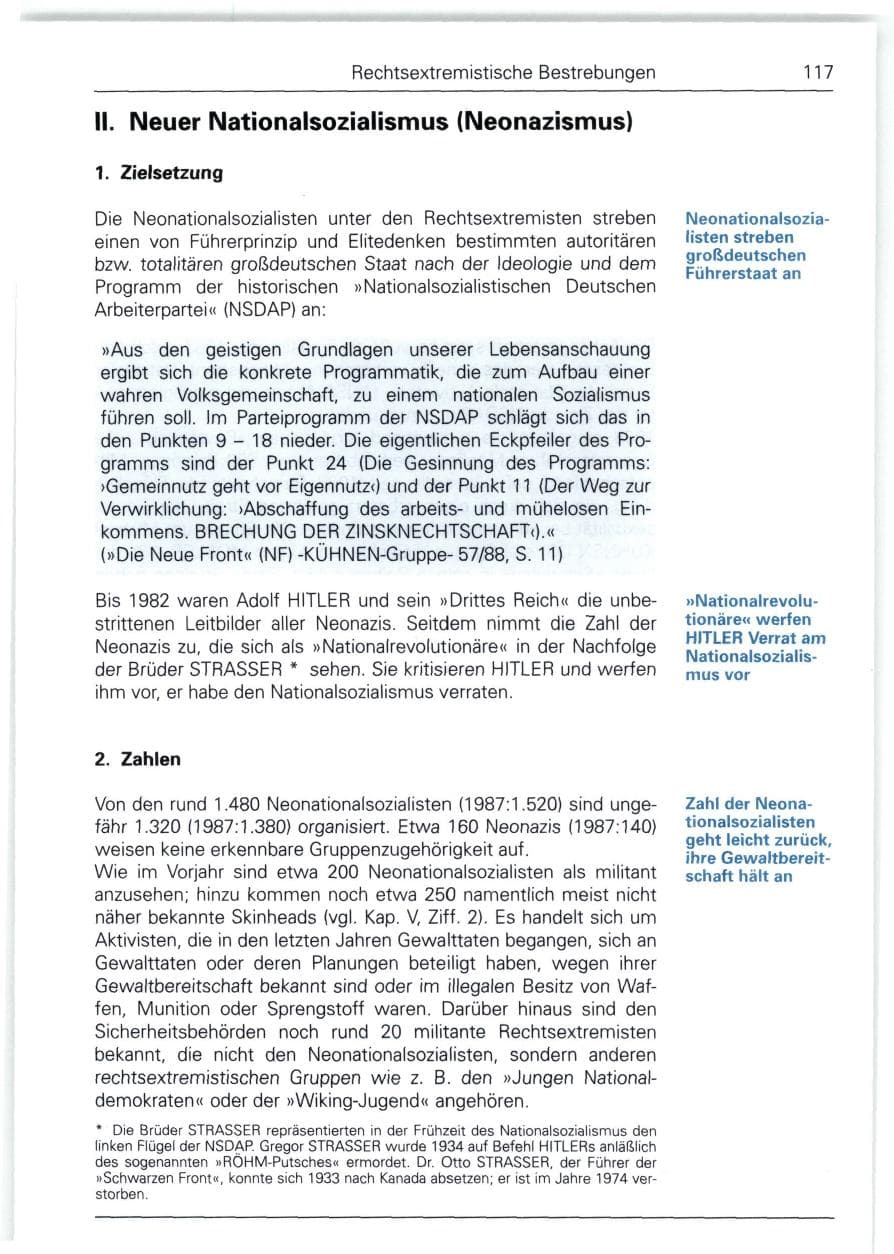 Seite 117 des Verfassungsschutzbericht 1988 Bund