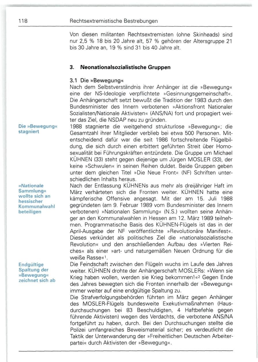 Seite 118 des Verfassungsschutzbericht 1988 Bund