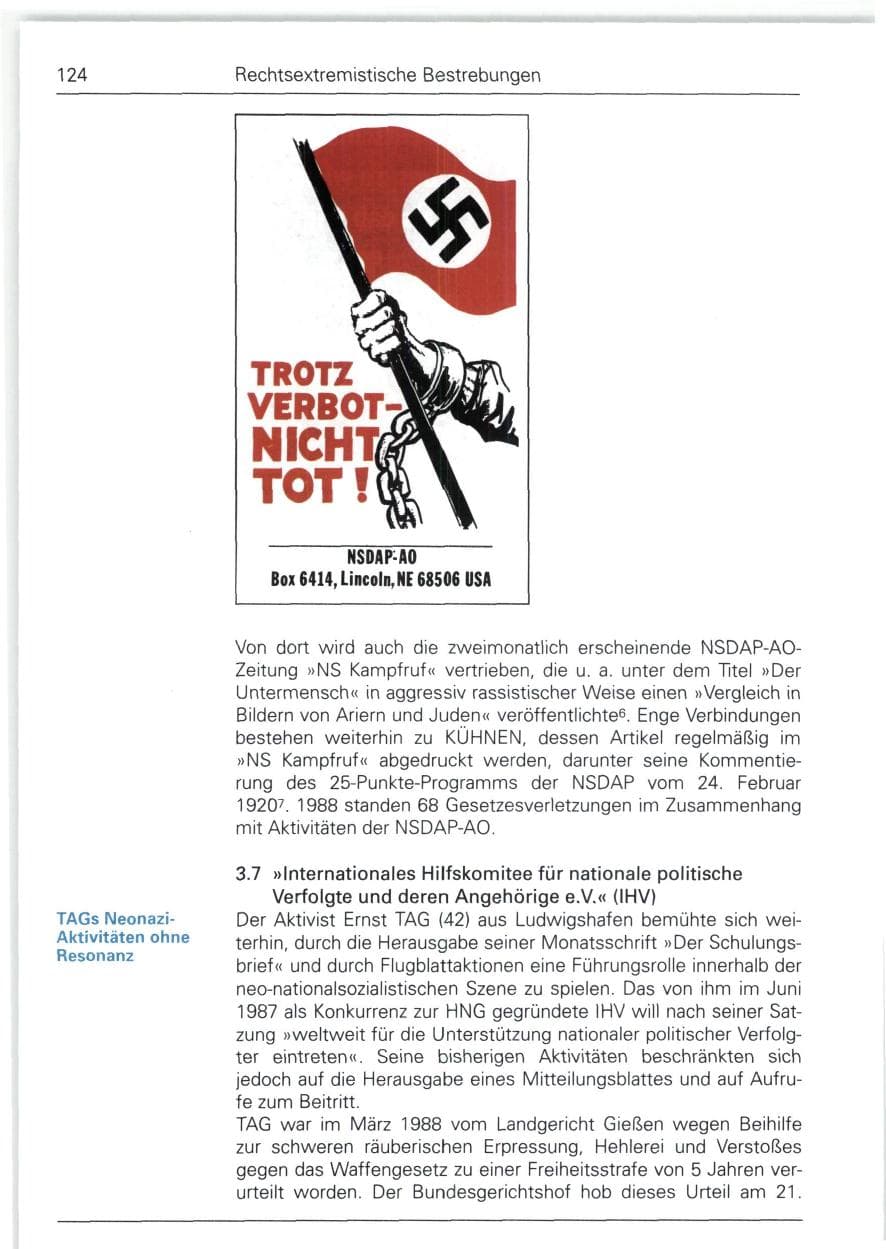 Seite 124 des Verfassungsschutzbericht 1988 Bund