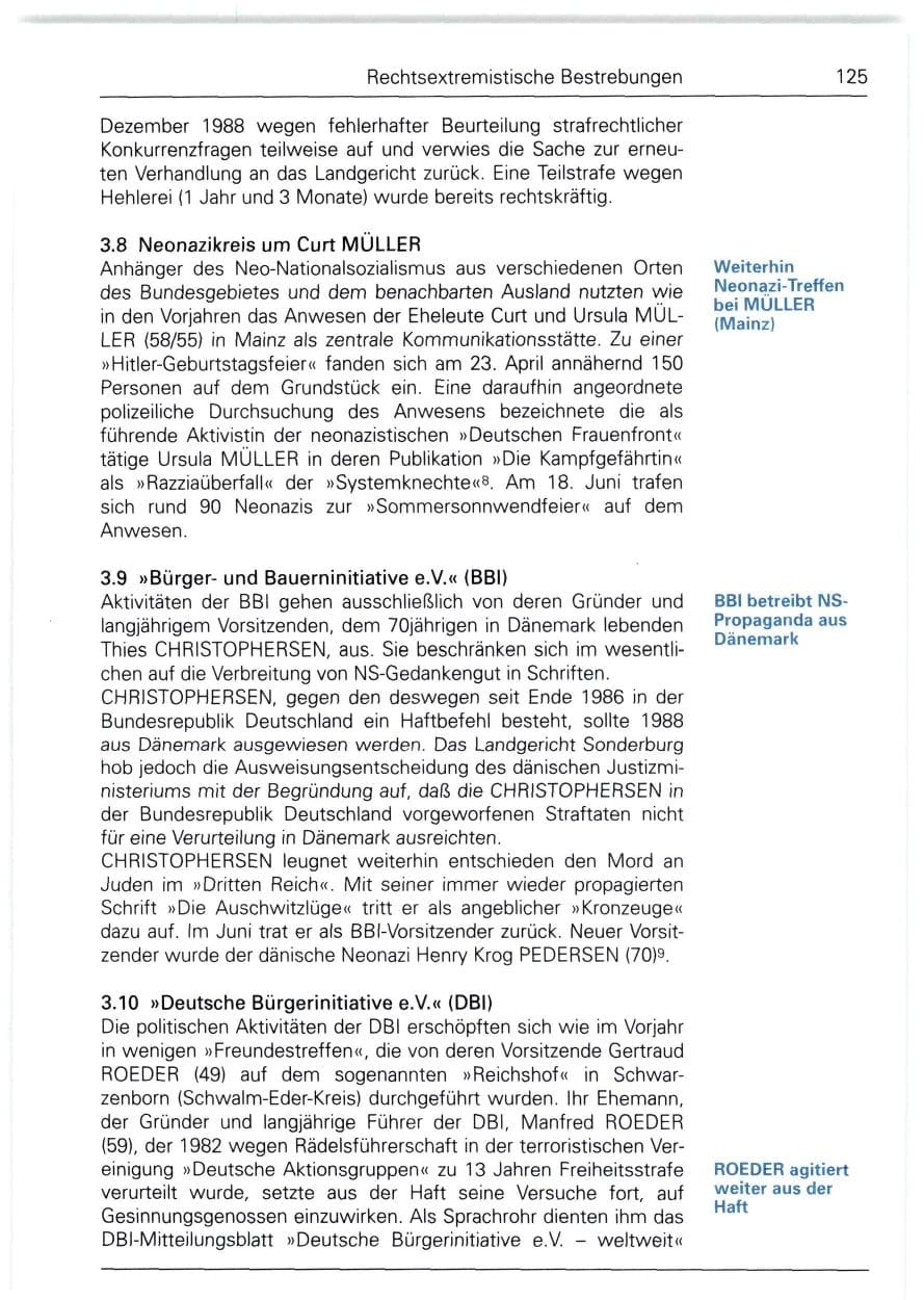 Seite 125 des Verfassungsschutzbericht 1988 Bund